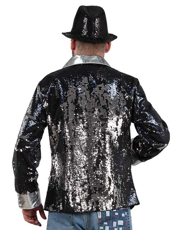 Costume Glitter & Glamour, Chemise Shiny Disco Guy Paillettes Homme Noir, Petit