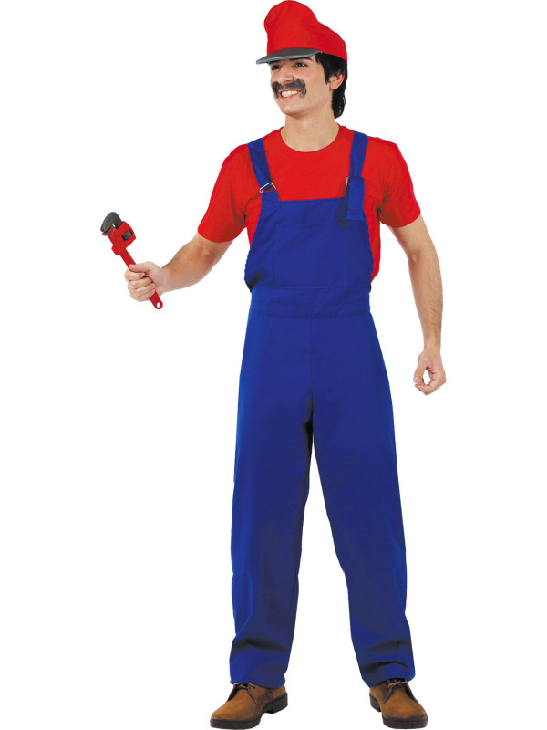 Déguisement Mario le plombier pour fille (combinaison, chapeau