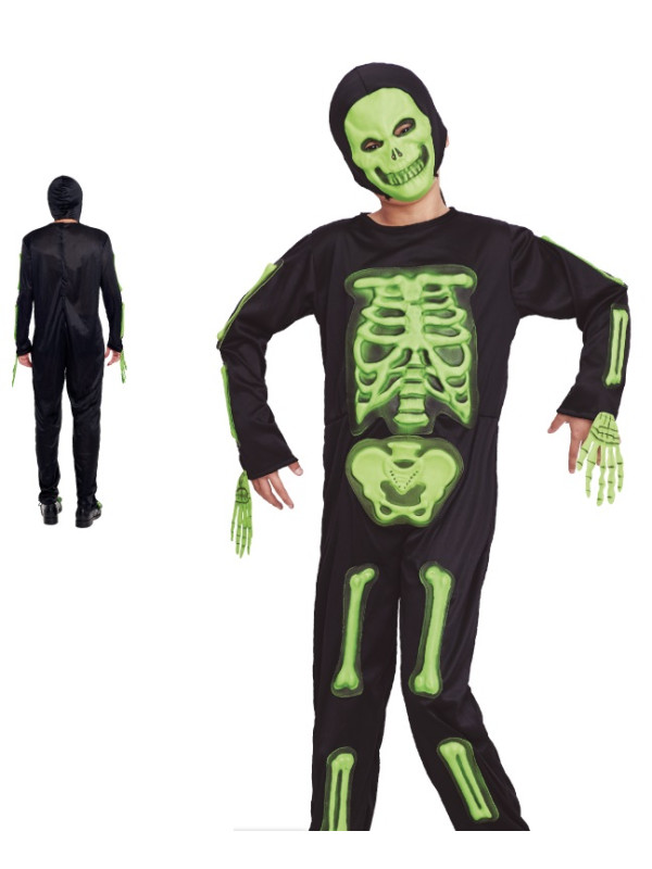 Costume de squelette vert pour enfants