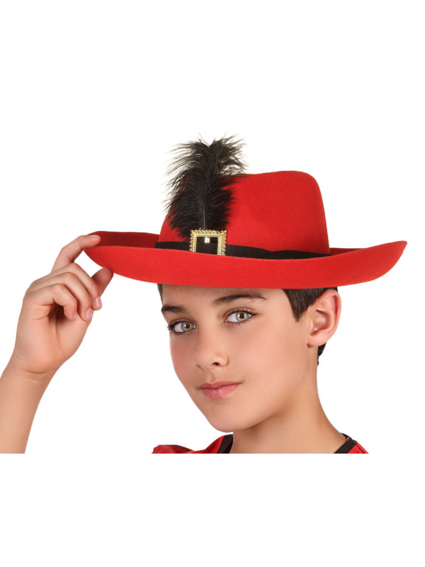 Chapeau mousquetaire rouge pour enfant